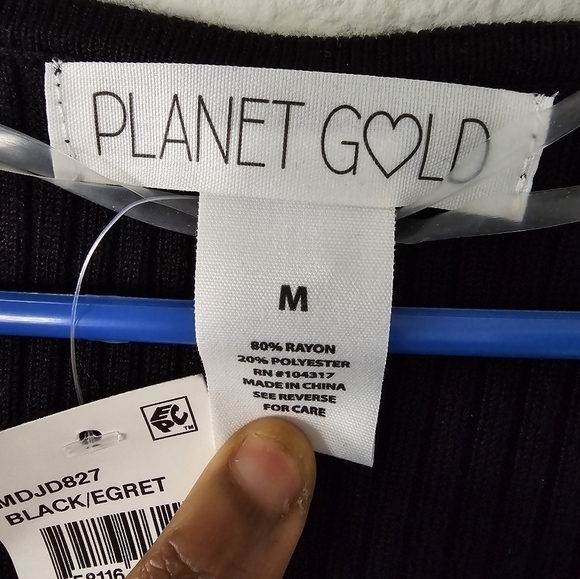 Planet Gold Sweater Dress Women Medium Black White NWT - Picture 9 of 9